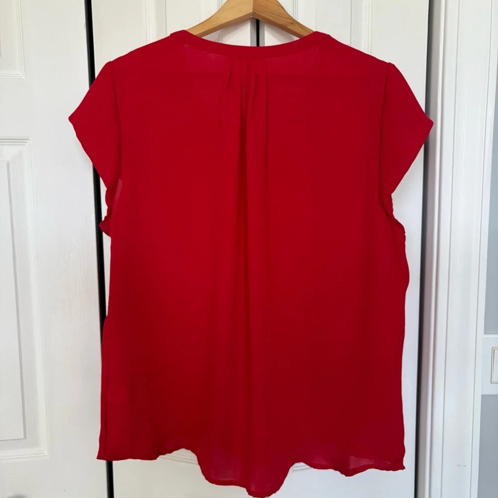 Liz Claiborne Scarlet V-Neck Sheer Blouse - Picture 6 of 9